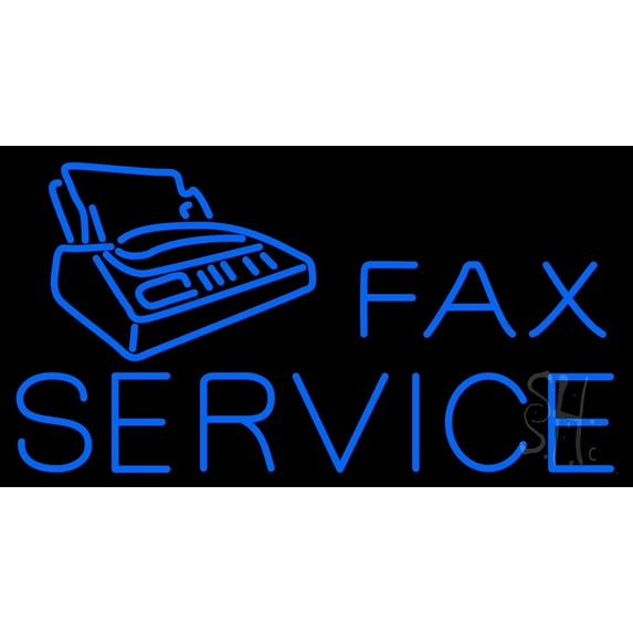 Fax Services With Logo LED Neon Sign 20 x 37 - inches, Clear Edge Cut Acrylic Backing, with Dimmer - Bright and Premium built indoor LED Neon Sign for Computer & Electronics store decor.