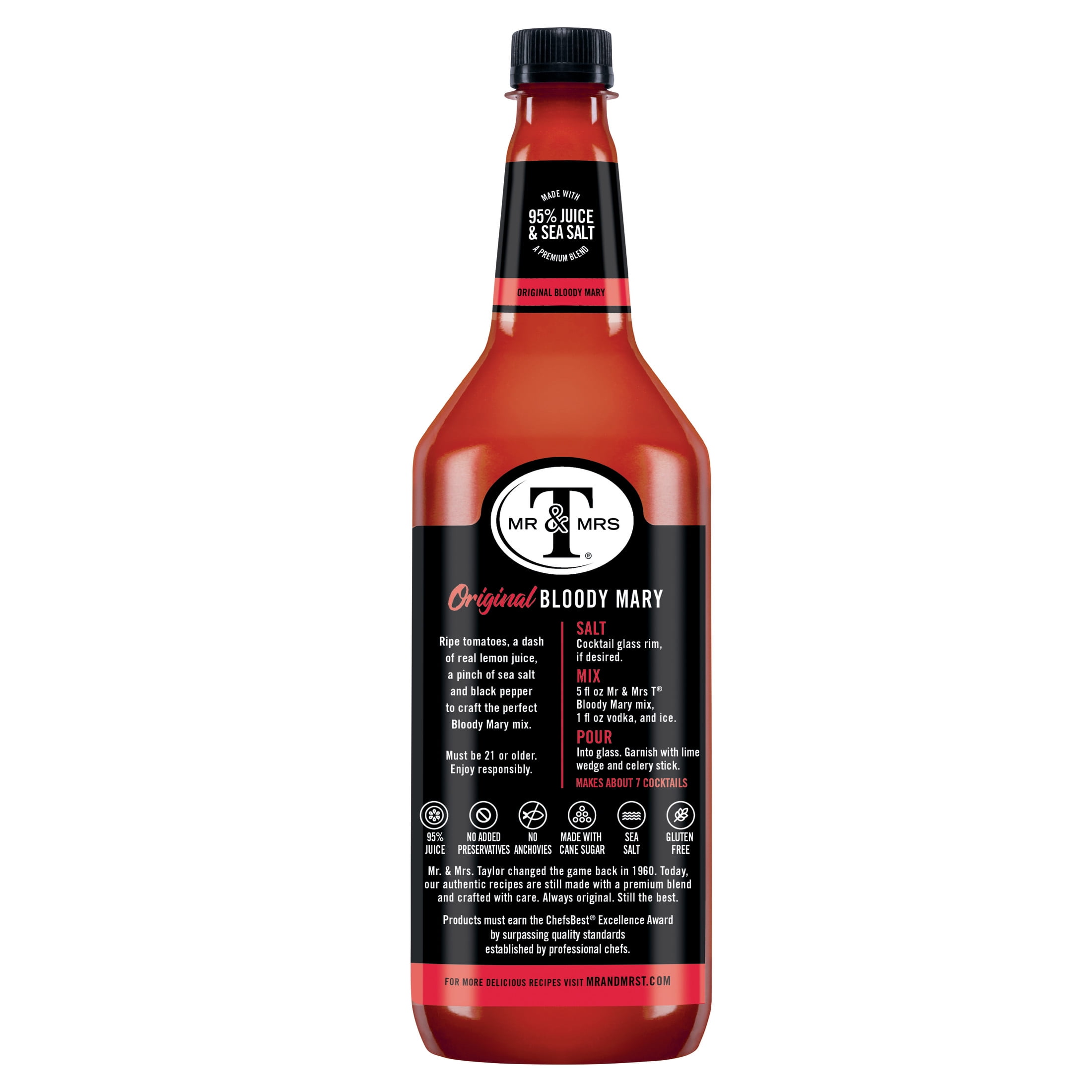 Mr & Mrs T Bloody Mary Mix 1 L with Ripe Tomatoes Lemon Juice