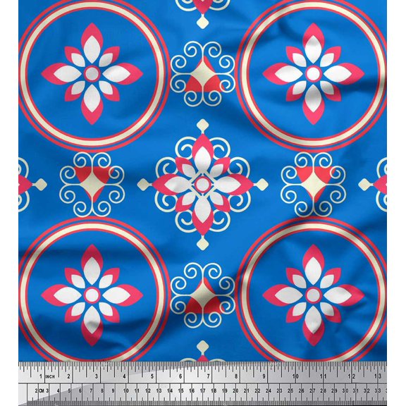 Soimoi Rayon Fabric Damask Ethnic Decor Fabric Printed Yard 42 Inch Wide