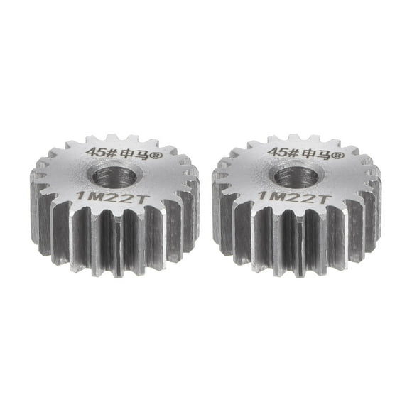 Unique Bargains Straight Spur Gear 12mm Inner Aperture 22T 1 Module 45# Steel Motor Gear, 2Pack