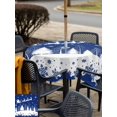 thumbnail image 4 of Outdoor Tablecloth with Umbrella Hole and Zipper, Navy Blue Christmas Square Table Cloth 60x60 Inch Waterproof Tablecloth, Xmas Elk Tree Snowflake Forest Picnic Table Cover for Patio Camping, 4 of 7
