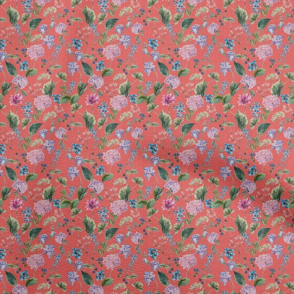 oneOone Cotton Cambric Pink Fabric Floral Craft Projects Decor Fabric Printed By The Yard 42 Inch Wide