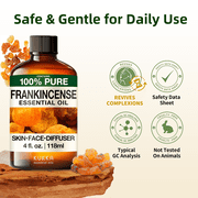 Kukka Frankincense Essential Oil with Aromatherapy Stone - 100% Pure Plant-Powered for Massage, Skincare, Diffuser & DIY - 4 fl oz