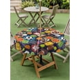 thumbnail image 5 of Outdoor Tablecloth with Umbrella Hole Zipper Sports Football Round Tablecloth 54" Waterproof Outside Table Cloth Ball Games Basketball Rugby Baseball Patio Table Cover Tablecloths for Picnic Party, 5 of 8