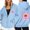 Blue, variant on Womens Long Sleeve Full Zip Sweatshirt Pink Ribbon Printed Loose Pullover Tops Fall Fashion 2025 Zipper Hoodies Cancer Awareness Tops (Pink, XXL)