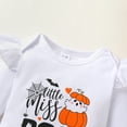 thumbnail image 6 of Younger Tree Baby Halloween Outfits Toddler Girl Long Sleeve Pumpkin Romper Top Pants with Headband Clothes Set for 6-12 Months, 6 of 9