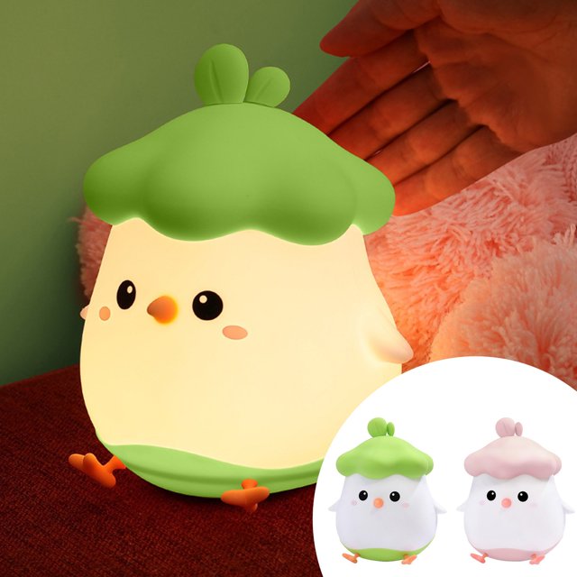 Slash Prices,Adorable Chicken Shaped Rechargeable Night Light For Kids With Gentle Warm Light Tap Control Adjustable Brightness And Timer For Sleeping Use,PENDANE,Green