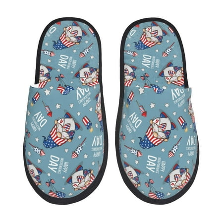 

Tideii Independence With Gnome for Home Indoor Cotton Slippers Autumn and Winter EVA Plush Slippers Household Supplies Unisex-Large