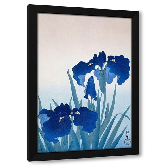 Ohara Koson 11x14 Black Modern Wood Framed Wall Art Titled - Iris flowers