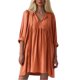 thumbnail image 1 of Vestido mini informal con lazo delantero y manga 3/4 para mujer - Tejido de rayón, bajo con volantes plisados, cintura elástica, tallas S-XL, 1 of 5