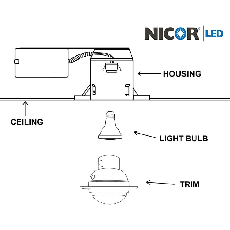 NICOR LIGHTING 17575 6 Inch White Lexan Flat Albalite Shower Trim With