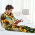 thumbnail image 6 of Salouo Artistic Oil Painting Sunflower Print Button-Front Long Sleeve Pajama Set for Men, Soft 2Pjs Men's Long Sleeve Sleepwear-Large, 6 of 7