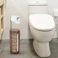 thumbnail image 6 of Freestanding Toilet Paper Holder with Storage,3 Rolls of Rattan Tissue Holder for Bathroom,Woven Toilet Paper Roll Holder Stand,Boho Bathroom Decor Farmhouse Toilet Paper Storage-Deep Brown, 6 of 17