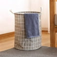 thumbnail image 2 of Large Laundry Basket with Handles, Checkered Laundry Hamper, Foldable Clothes Storage, High Storage Organizer for Bathroom, Bedroom, Grey, 2 of 6