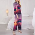 thumbnail image 3 of Logiee Sunset Truck Highway Print Womens Pajamas Set,Long Sleeve Sleepwear,Button Down Lounge Set 2 Pieces,Soft Nightwear Pjs Set-Large, 3 of 7