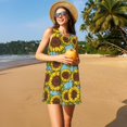 thumbnail image 3 of Fotbe Sunflowers Vestido de Verano sin Mangas para Mujer – Vestido Midi Línea A, Estilo Camiseta Floral, Vestido Playero Casual y Fluido, 3 of 7