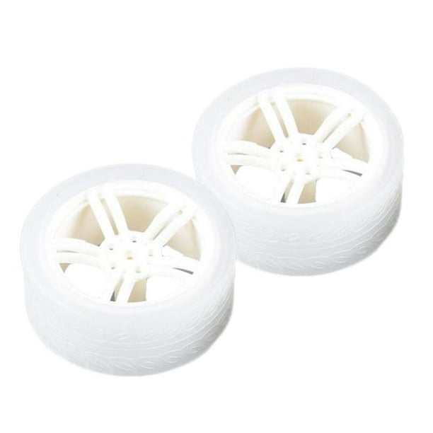 2 Piezas De Neumáticos DIY, Neumáticos De Goma Con Llantas Para 1: 4, 1: 5, 1: 6, 1: 8, 1:10, 1:12, 1:14, 1:15, 1:16, 1: 18 RC Car Blanco