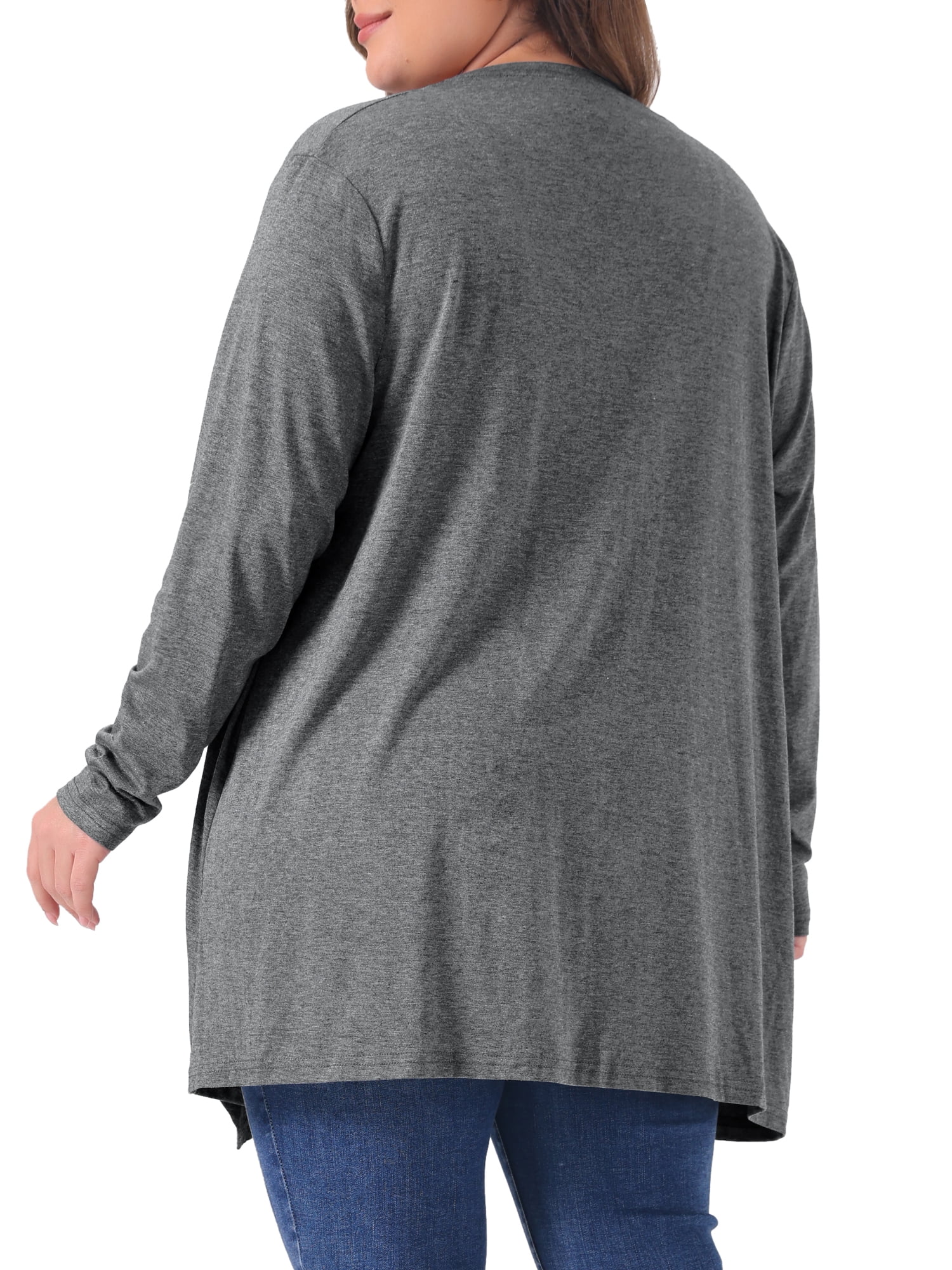 DARING DIVA Plus Size Long Sleeve Open Front Lightweight Cardigan 2X Grey
