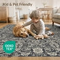 thumbnail image 4 of ODIKA 5'x7' Navy Charcoal Ornate Damask Medallion Washable Area Rug Intricate Victorian Scrollwork Motifs With Baroque Flourishes for Small Living Room, Bedroom, Easy Care, Non-Shedding, Pet Friendly, 4 of 7