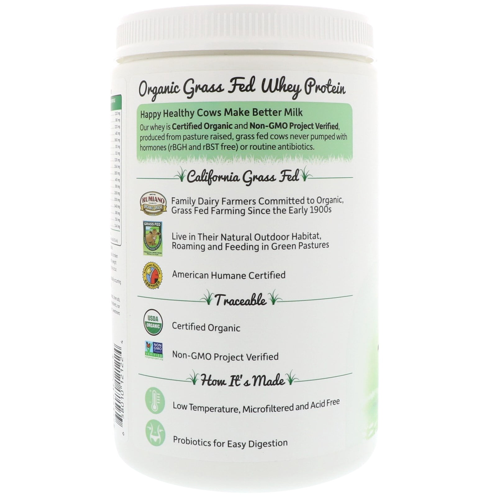 Garden of Life Organic Whey Protein, Grass-Fed, Chocolate Cacao, 13.96 oz (396 g)