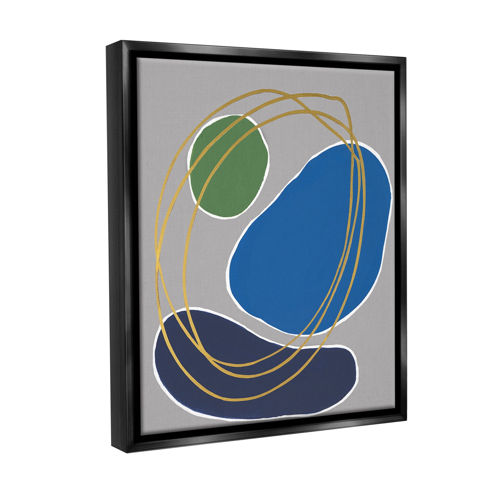 Stupell Industries Oblong Geometric Shapes Abstract Painting Black Floater Framed Canvas Art Print Wall Art, 25 x 31