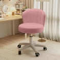 thumbnail image 3 of CQAOE Set of 2 Small Desk Chair - Round Rolling Chair with Back, PU Leather, Height Adjustable Swivel Vanity/Work/Computer Stool for Home Office/Bedroom（Pink）, 3 of 6