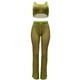 thumbnail image 3 of VISgogo Conjunto de pantalones ahuecados para mujer, tops recortados con escote redondo de color sólido y pantalones con parte inferior de campana con cordón VISgogo moda, 3 of 8