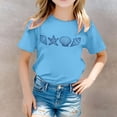 thumbnail image 2 of PMVFHDE Hauts pour Filles Basiques pour Filles Hauts d'Été Tendance Hauts à Manches Courtes pour Filles T-Shirt Décontracté Imprimé Col Rond T-Shirt Décontracté Bleu, 8-9 Ans, 2 of 5