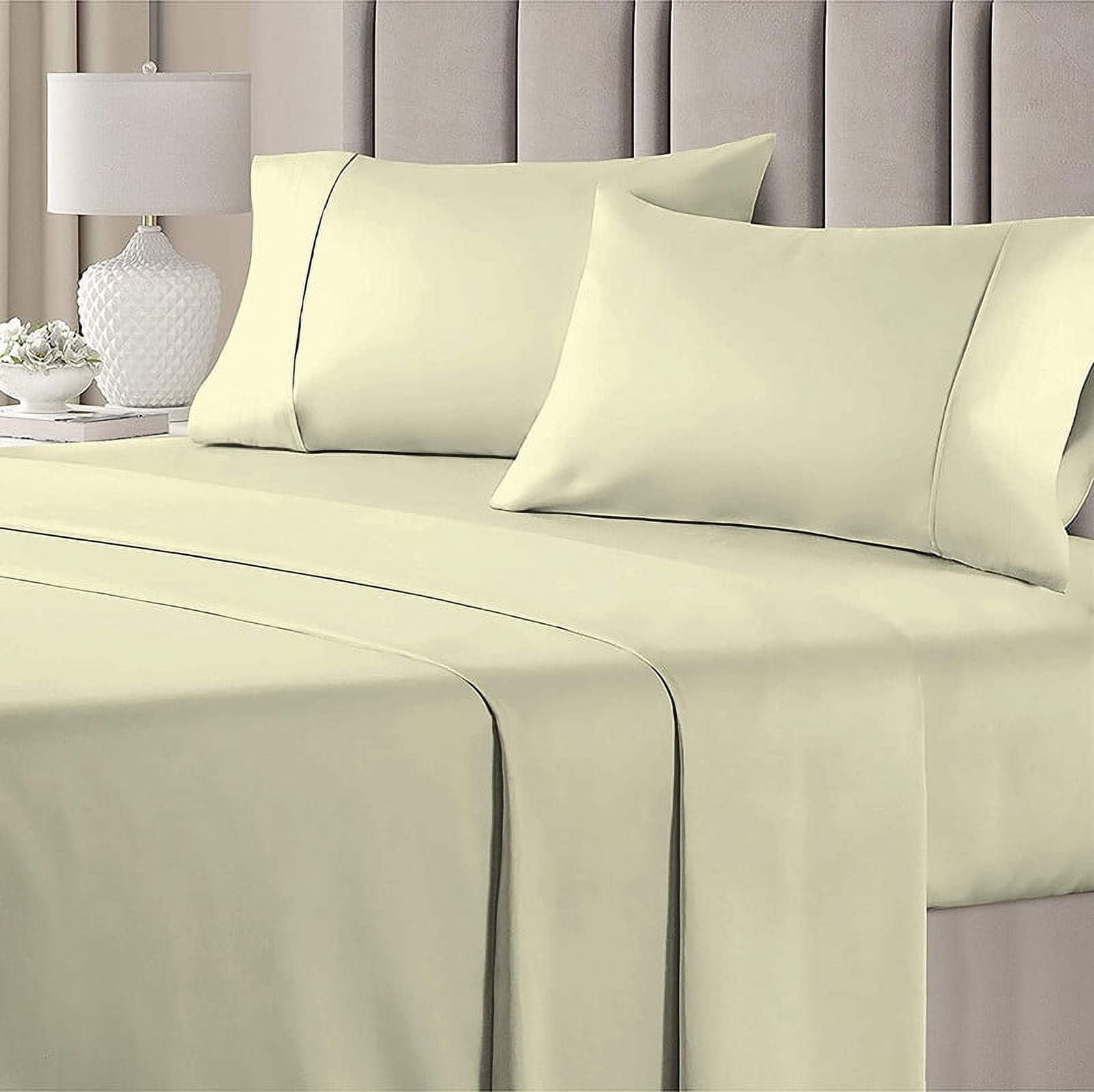 600 Thread Count Egyptian Cotton Sheet Set - King Size 4 PCS With Deep Pocket Fitted Sheet, Flat Sheet & Pillowcases - View #5