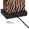 thumbnail image 5 of 360 Lighting Modern Table Lamps Set of 2 with USB Charging Port 27" Tall Zebra Faux Wood Off-White Fabric Shade for Bedroom Bedside House, 5 of 9