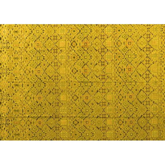 Ahgly Company Machine Washable Indoor Rectangle Abstract Yellow Modern Area Rugs, 3' x 5'