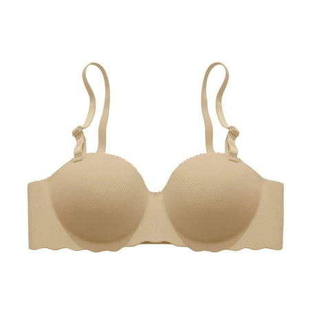 Ndbuld Bras for Women Plus Size Underwear Womens Seamless Bra No Underwire Comfort Push Up Bras Soft Bralette Sport Everyday Bra Christmas Gift S White