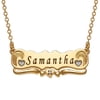 Personalized Women's Two Tone Engraved Name with Diamond Accent Plaque Necklace