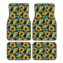 Yiaed Blue Batterflies Sunflower Print Carpet Floor Mats for Cars, Auto Accessories Front & Rear Car Floor Mats Car Floor Foot Mat Sets of 4 Pieces