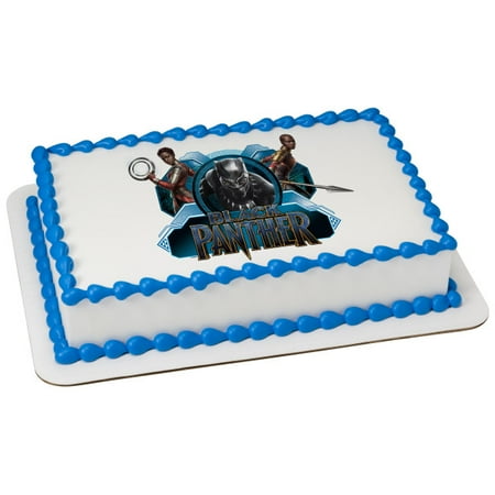 Childs Cake - MARVEL Black Panther Wakanda Warriors 1/4 Sheet Custom Cake Cupcake Edible Sheet Image Birthday Kids Children Wedding Baby Shower Party Toppers Favors