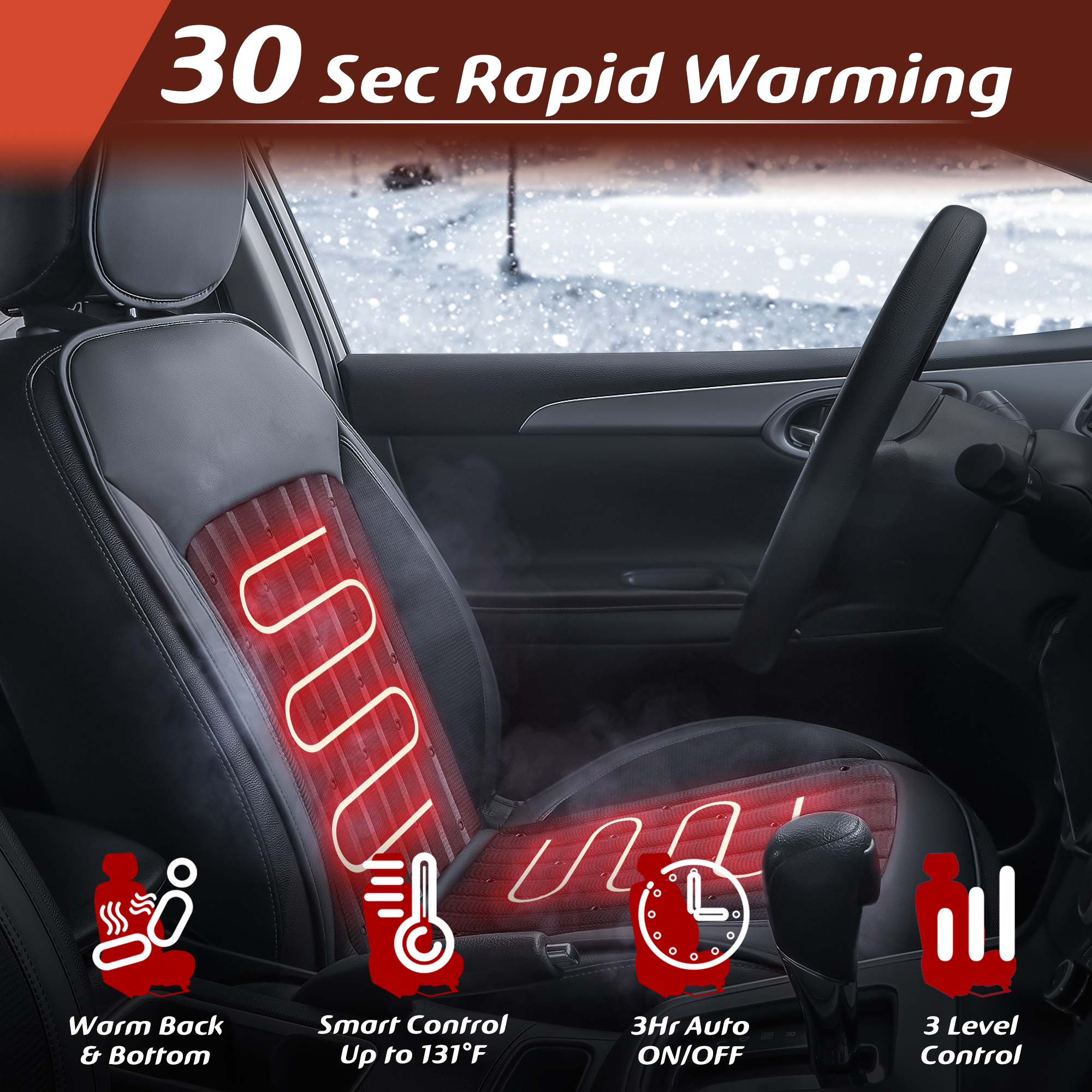 Paffenery Heated and Cooling Seat Cover Front Black photo 2