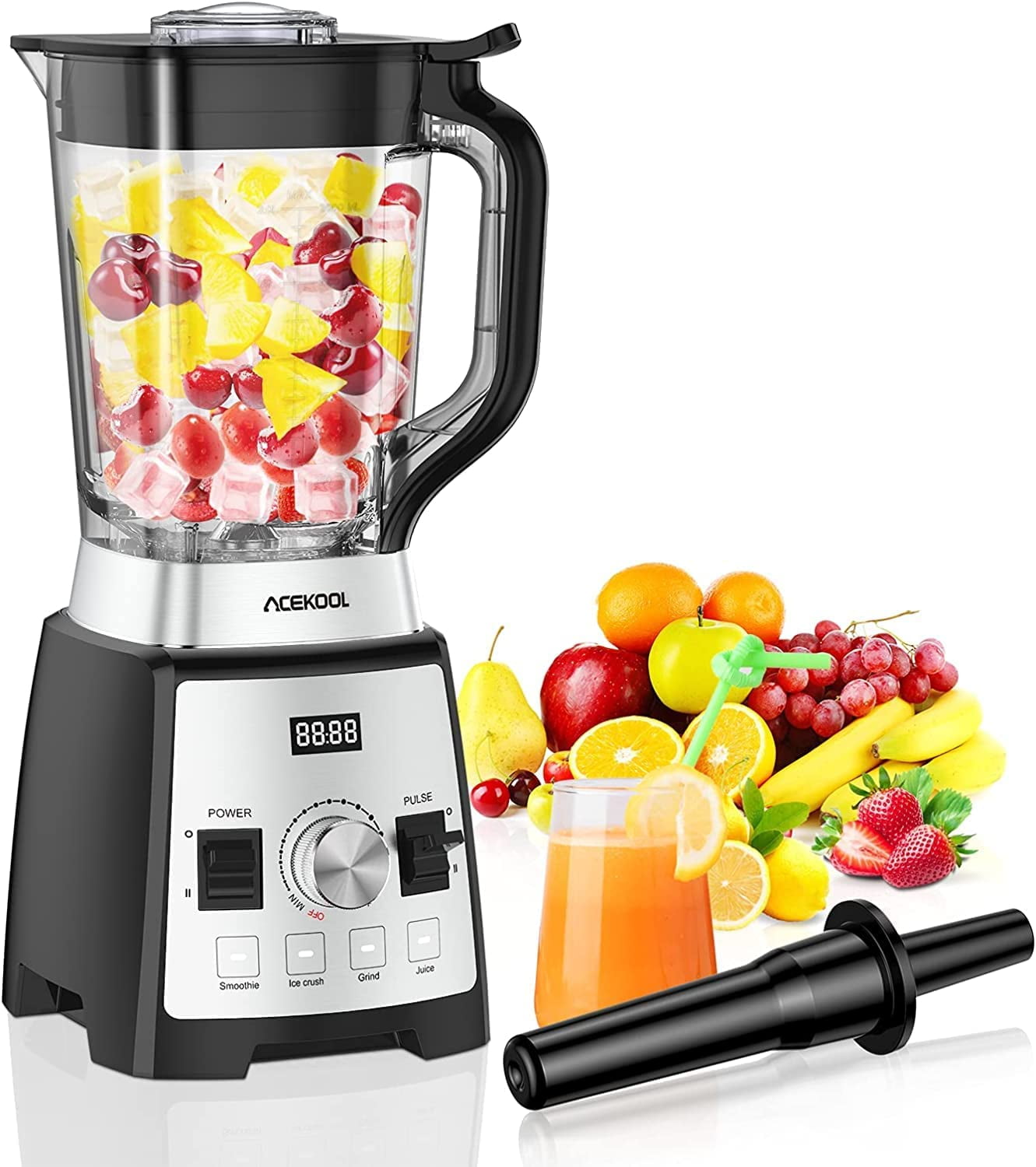 SNKOURIN Timed Smoothie Machine, Countertop Blender,Blender for kitchen  1500W High Power Home and Commercial Blender, Smoothie Maker 2200ml for