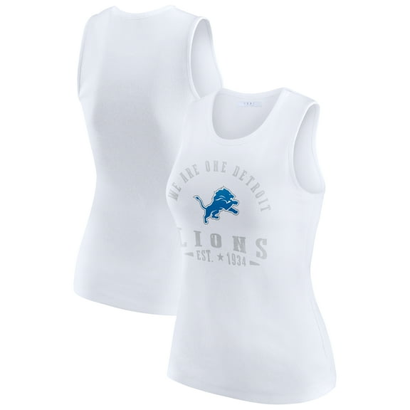 Women's WEAR by Erin Andrews White Detroit Lions Ribbed Graphic Tank Top