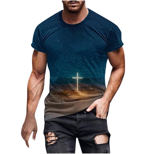 Camisas de Manga Larga para Hombres Blusa de Cuello Redondo de Impresión Cómoda, Camisa Casual de Poliéster para Uso Diario, de Fiesta Y de Primavera de Verano