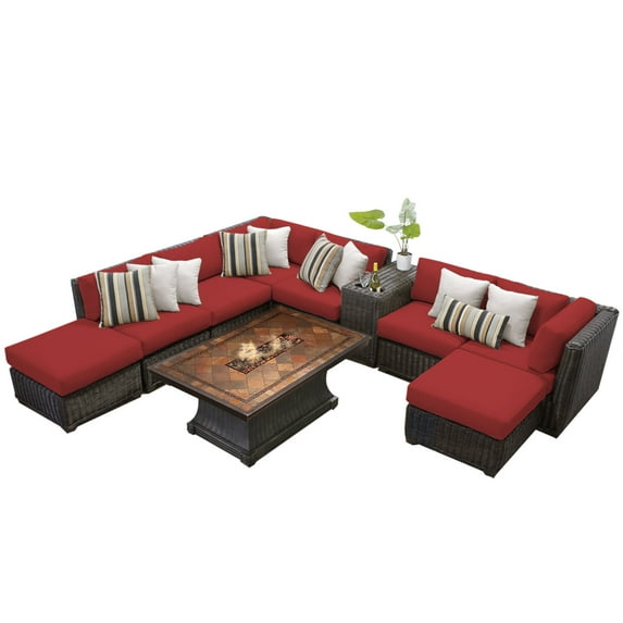 Rustico 10 Piece Outdoor Wicker Patio Furniture Set 10e