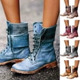 thumbnail image 2 of Women Ankle Boots Combat Lace Up Zipp Up Buckle Booties Shoes Round Toe, 2 of 6