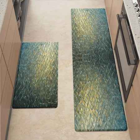 

Anti Fatigue Kitchen Mat Glass Texture Kitchen Rugs Non Slip Cushioned Standing Mat for Sink Floor Laundry Office Desk Plus 17.3 x 47.2