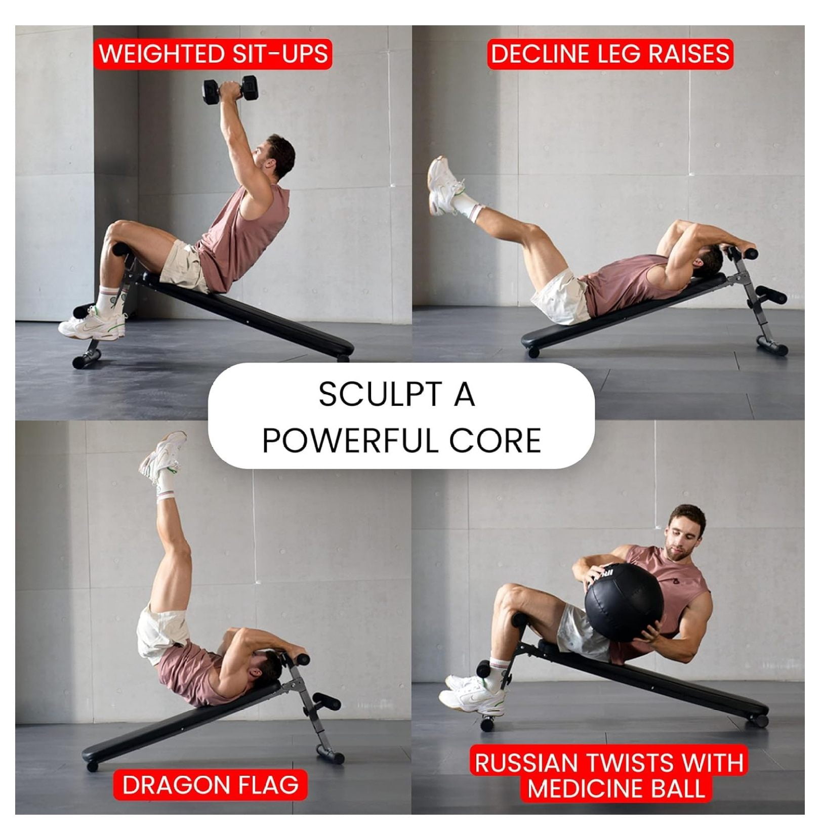 Finer Form Gym-Quality Adjustable Sit Up Ab & Decline Weight for Home Gym Strength Training.