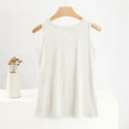 thumbnail image 5 of Kaemgyyd Summer Tops for Women Soft Comfy Sleeveless Crew Neck Pajama Shirt Solid Color Button Casual Basic Sleepwear Built in Bra, 5 of 6