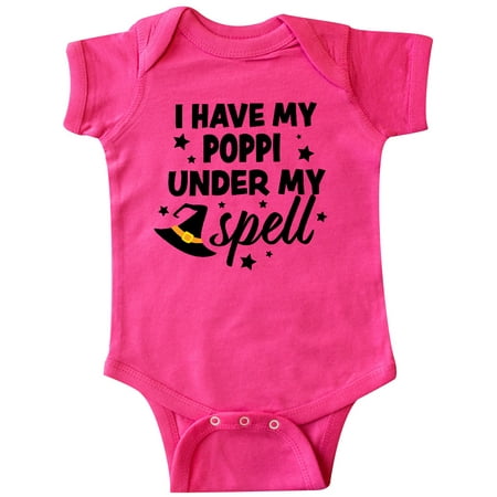 

Inktastic I Have My Poppi Under My Spell with Cute Witch Hat Gift Baby Boy or Baby Girl Bodysuit