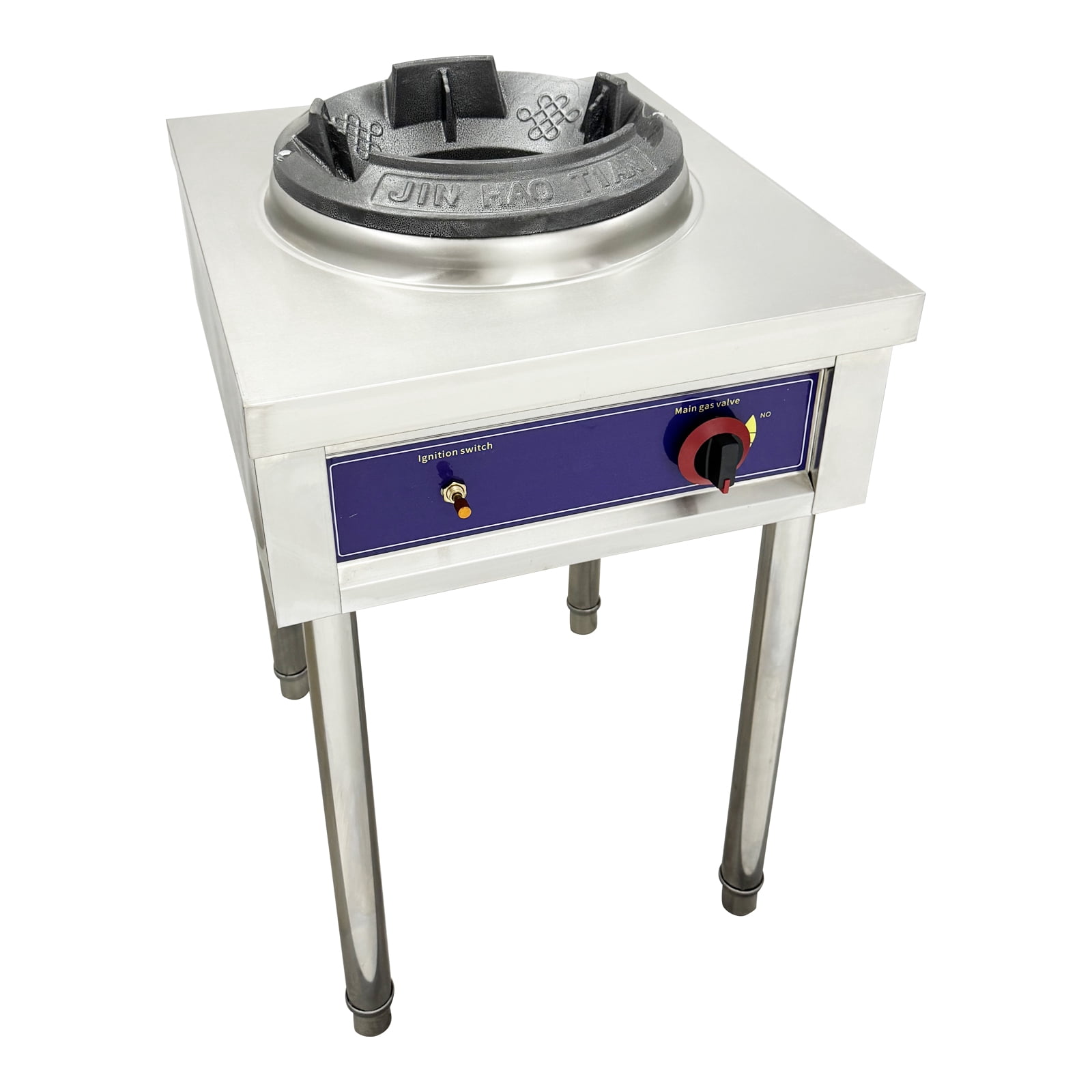 10" LPG Chamber Single Burner Open Style Commercial Gas Wok Gas Stove High Pressure Stove Flame Failure Protection