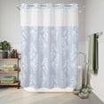 thumbnail image 6 of No Hook Shower Curtain, Light Blue Botanical Shower Curtains for Bathroom with See Through Top Window, Pastoral Elegant Spring Floral Waterproof & Washable Bath Curtain 60"x72", 6 of 9