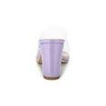 thumbnail image 2 of BLISSFUL STEP Women's Clear Point Toe High Block Heel Mules Slides Sandals Purple 8, 2 of 7