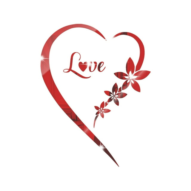 VogueV Heart-Shaped Acrylic Mirror Wall Sticker - Bedroom Vanity Decor E