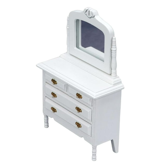 Tocador de Maquillaje en Miniatura Yotijar 1/12 con Cajón de Espejo